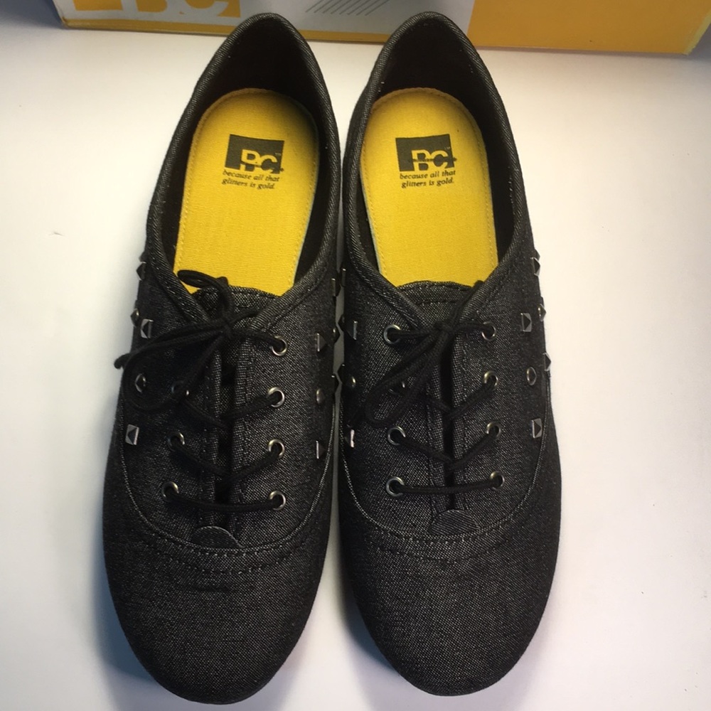 BC - Black denim studded lace-up shoes NWT size 8 - Picture 7 of 7